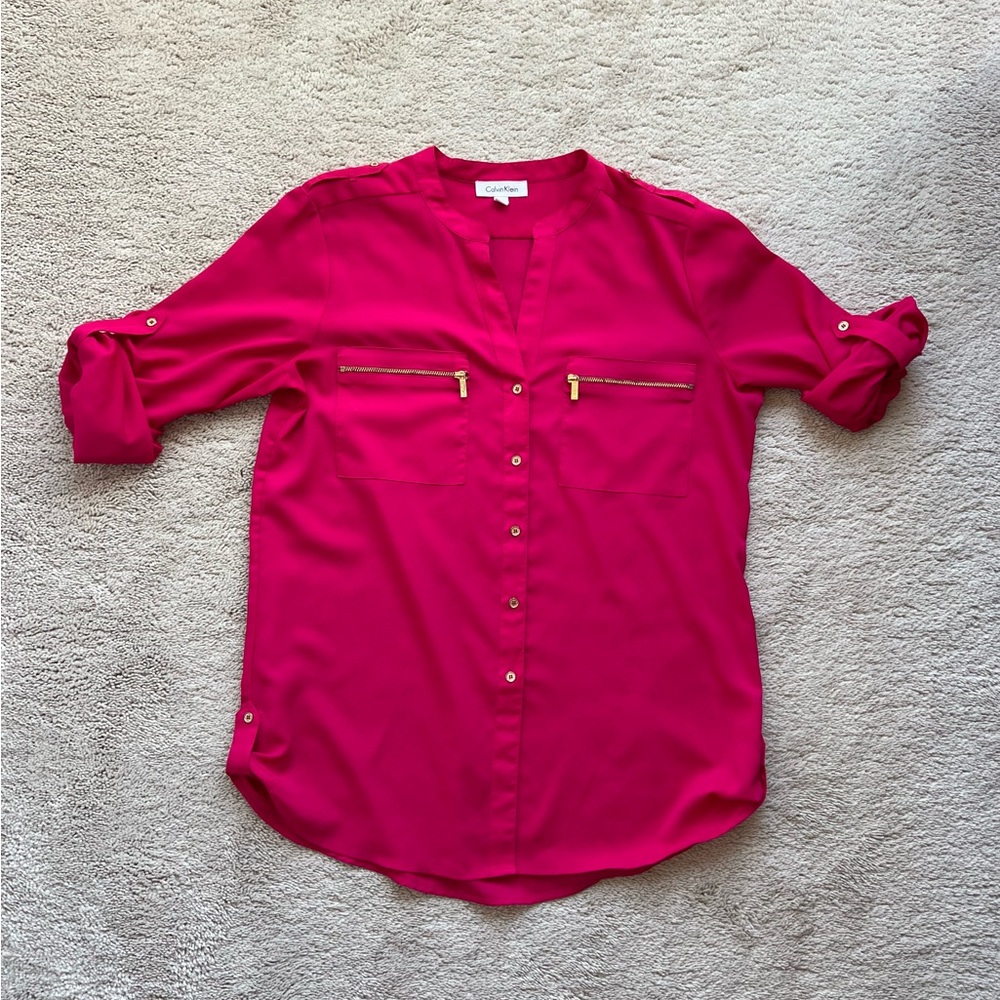 Calvin Klein Pink Button-Up Top